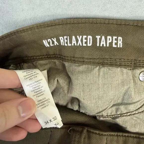 Du/er N2X Pants Mens 34x32 Green Relaxed Taper 5 Pocket Chino Stretch Duer - Picture 5 of 8